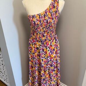 Colorful One-Shoulder Floral Dress